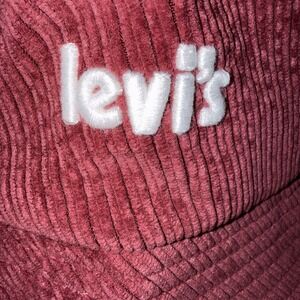 Levi's Corduroy Bucket Hat Unisex Size Medium 23" Brick Red Two Horse Brand
